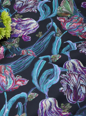 80支 高支全棉平替LIBERT国产长绒棉数码印花布料面料女服装轻薄