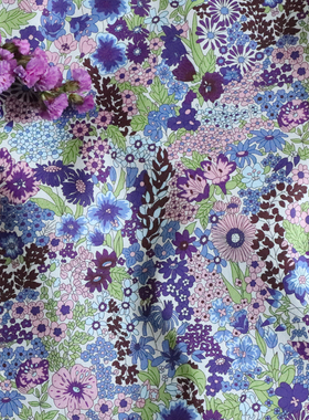 CIARA紫繁花 80支LIBERTY利伯缇府绸高支全棉布料面料女儿童服装