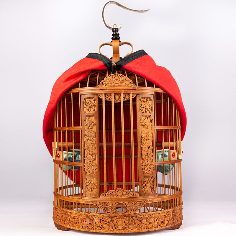 花花老料雕刻花画眉鸟笼竹制大号特价配件笼衣啄珠子三皮川笼挂钩