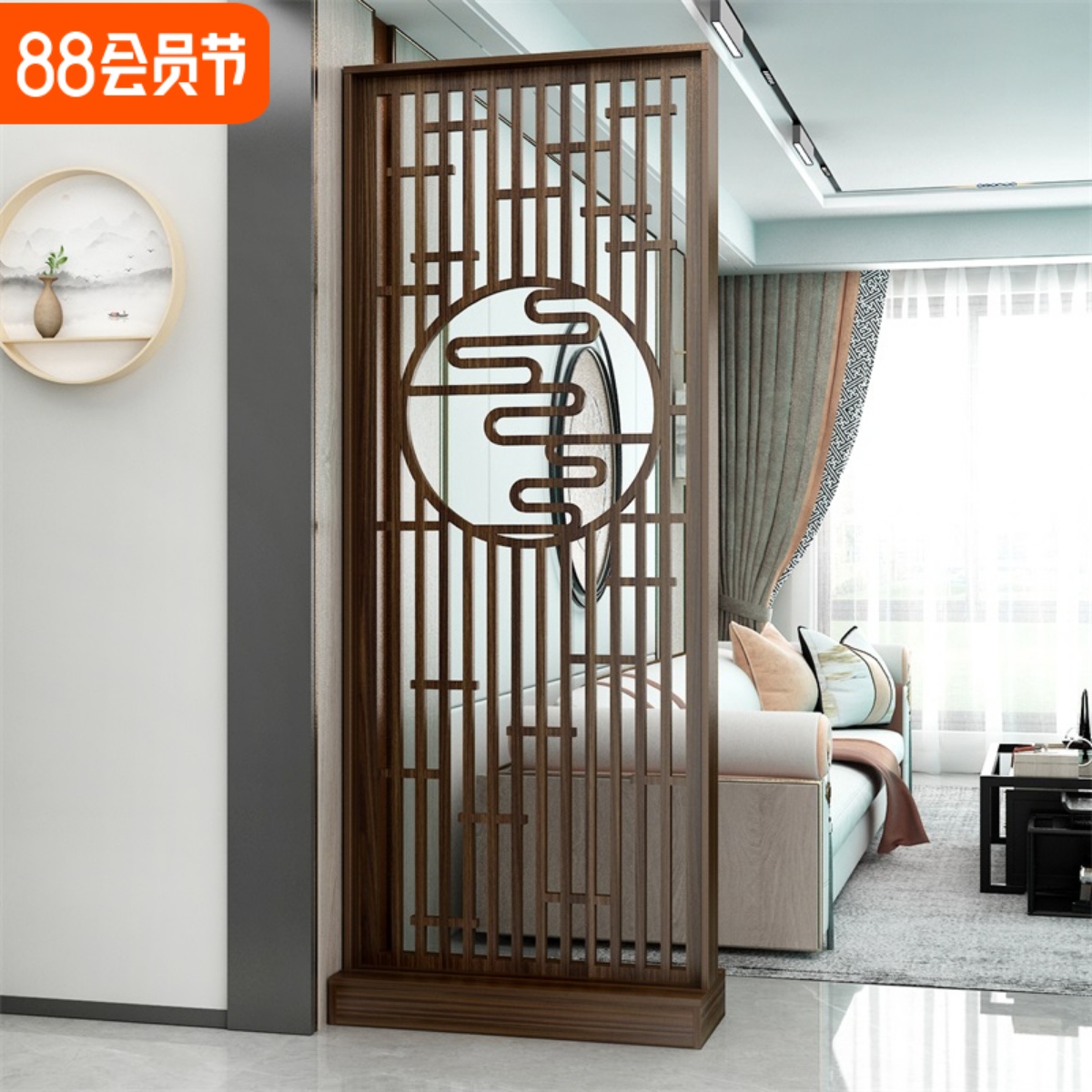 新中式屏风玄关隔断柜进门客厅入户简约现代办公室靠墙遮挡置物架