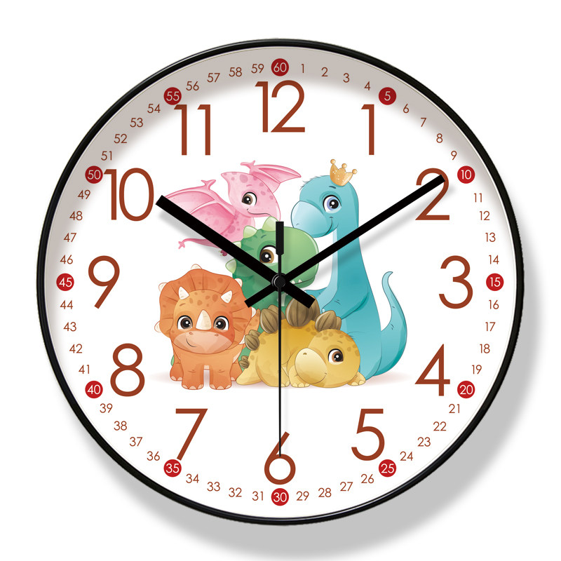 易普拉8209挂钟客厅钟表挂钟小恐龙家用时钟表现代静音扫秒石英钟