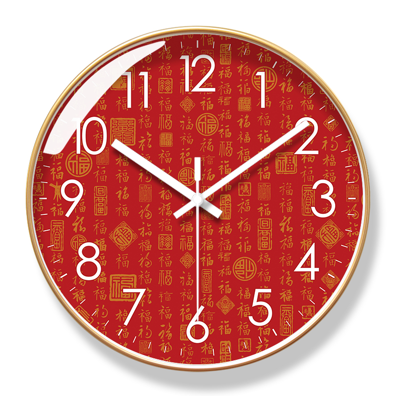 易普拉6689客厅书法挂钟中国风钟表福禄招财新中式静音扫秒石英钟