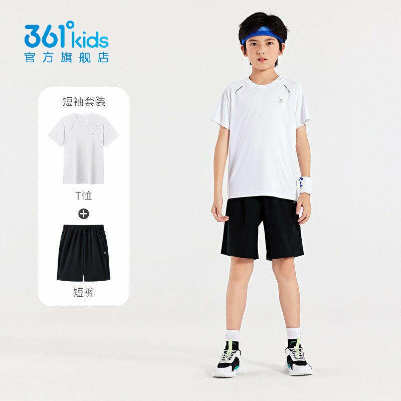 361°男女童速干短袖T恤短裤新品2024夏秋舒适运动套装N32421405图片