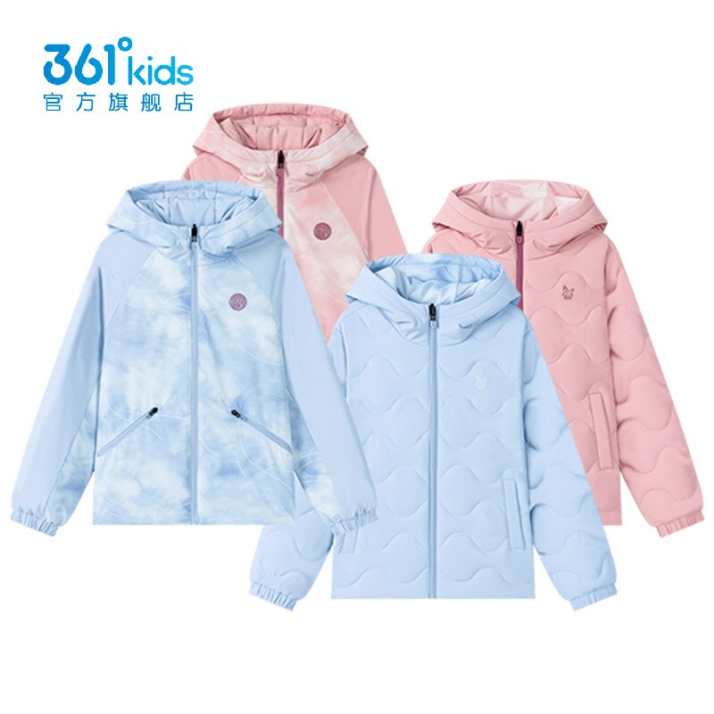 361°女童两面穿薄款羽绒服新品2026冬防风连帽运动外套K62641902图片