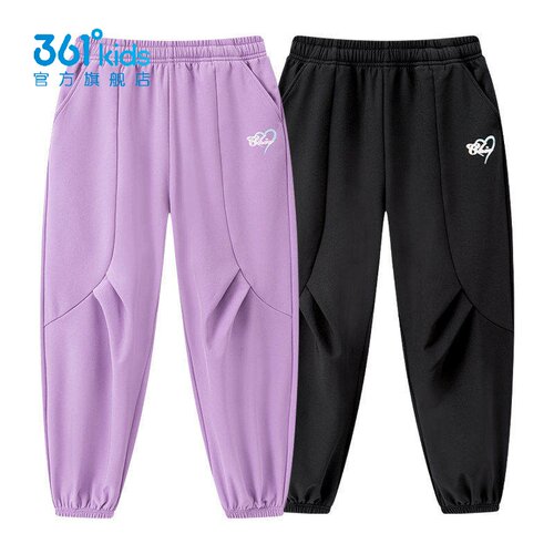 361°女童加绒梭织长裤束脚新品2026冬中大童防风运动裤K62643702