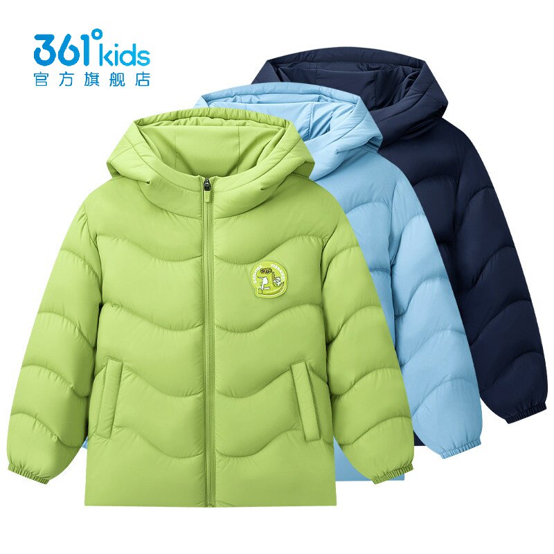 361&deg;男童轻薄羽绒服新品2026冬中小童连帽卡通运动外套K52644907