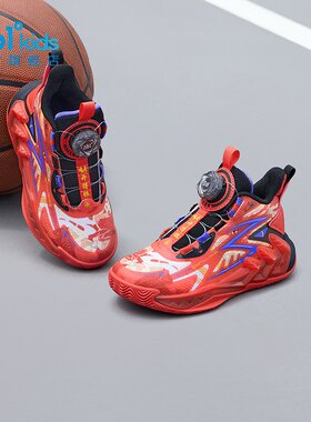 361°男童红色篮球鞋新品2026春秋新年小童运动鞋旋钮扣N72614101