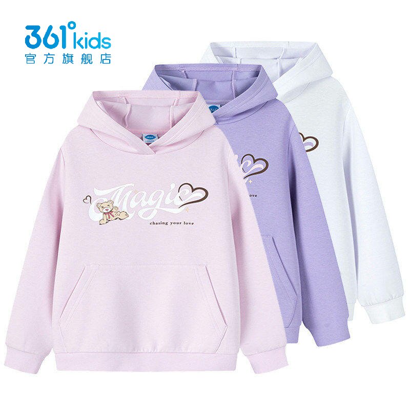 361&deg;女童连帽套头卫衣新品2026春秋季儿童印花运动上衣K62616303