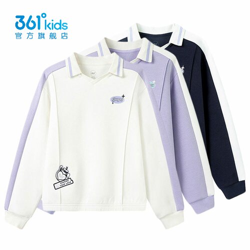 361°女童套头卫衣POLO领新品2025秋春中大童翻领休闲衫K62533302