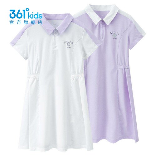 361°女童翻领速干连衣裙新品2026秋夏POLO领收腰百褶裙K62631403