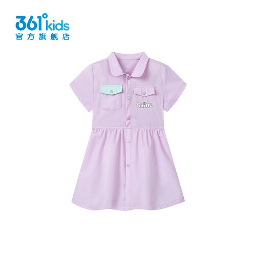361°女童速干收腰连衣裙新品2025夏季翻领中小童衬衫裙K62524404