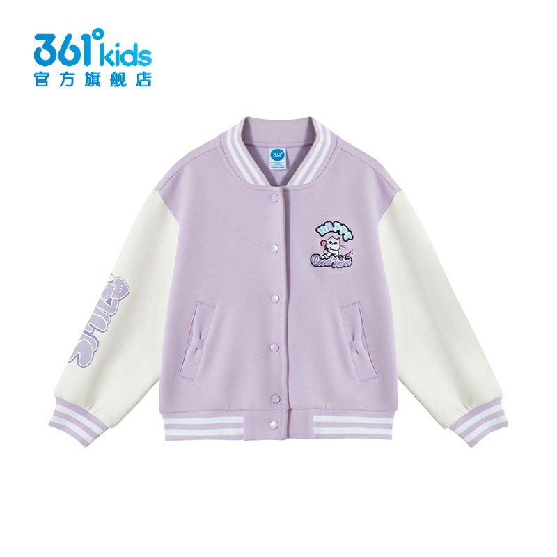 361&deg;女童棒球服卡通猫咪新品秋春中小童时尚外套潮K62434604