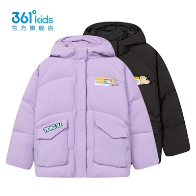 361°女童羽绒服保暖新品冬印花中大童短款连帽外套K62343910