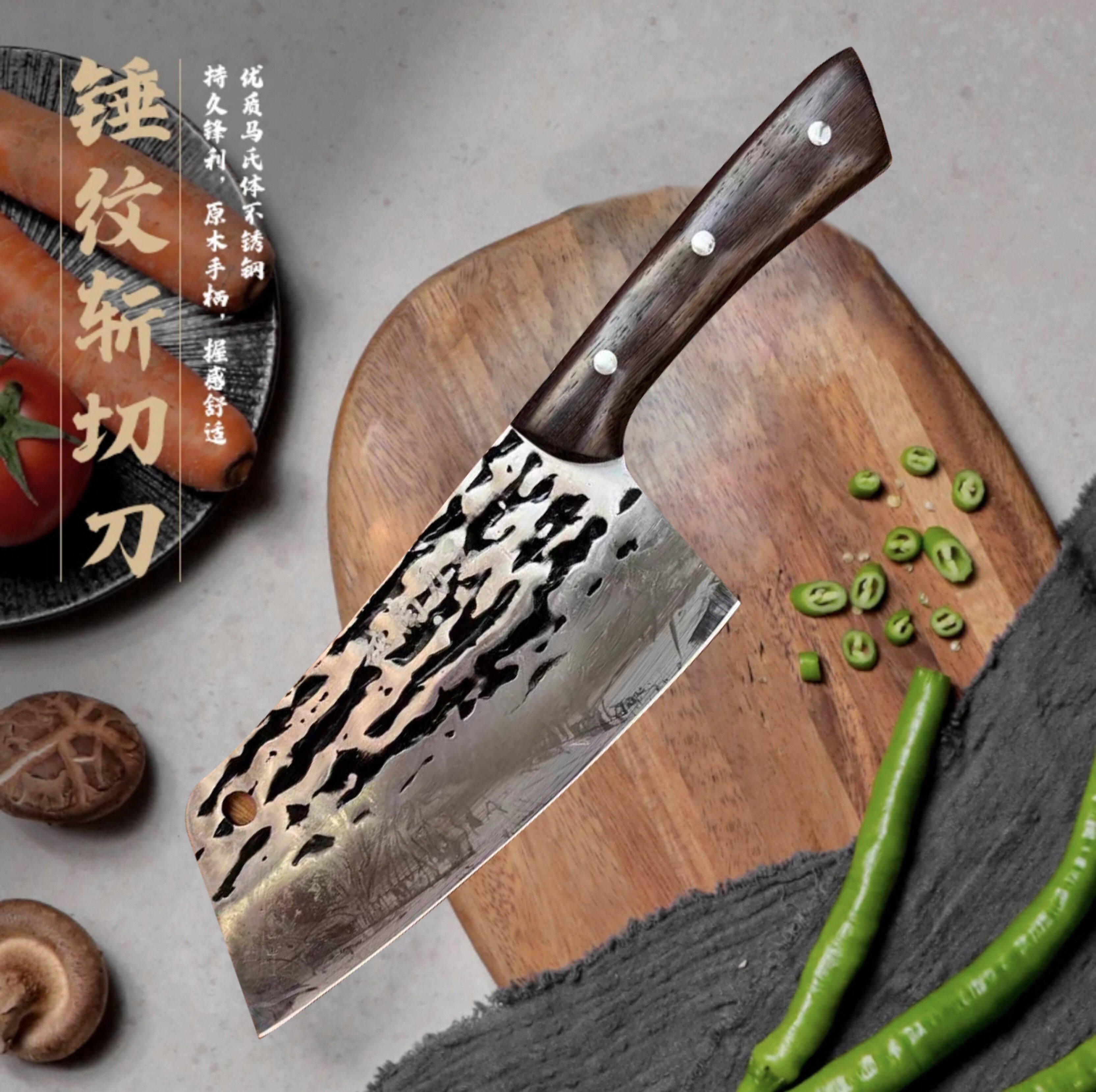 菜刀锻打家用超快锋利切片刀厨师专用切肉刀弹簧钢刀越南手工刀