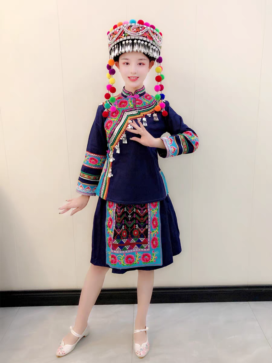 棉布正宗土布哈尼族女装云南绣花民族服饰墨江哈尼族本地生活装