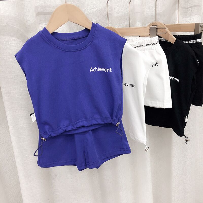 童装男童女童夏季套装儿童短袖短裤二件套2024夏装新款洋气衣服潮