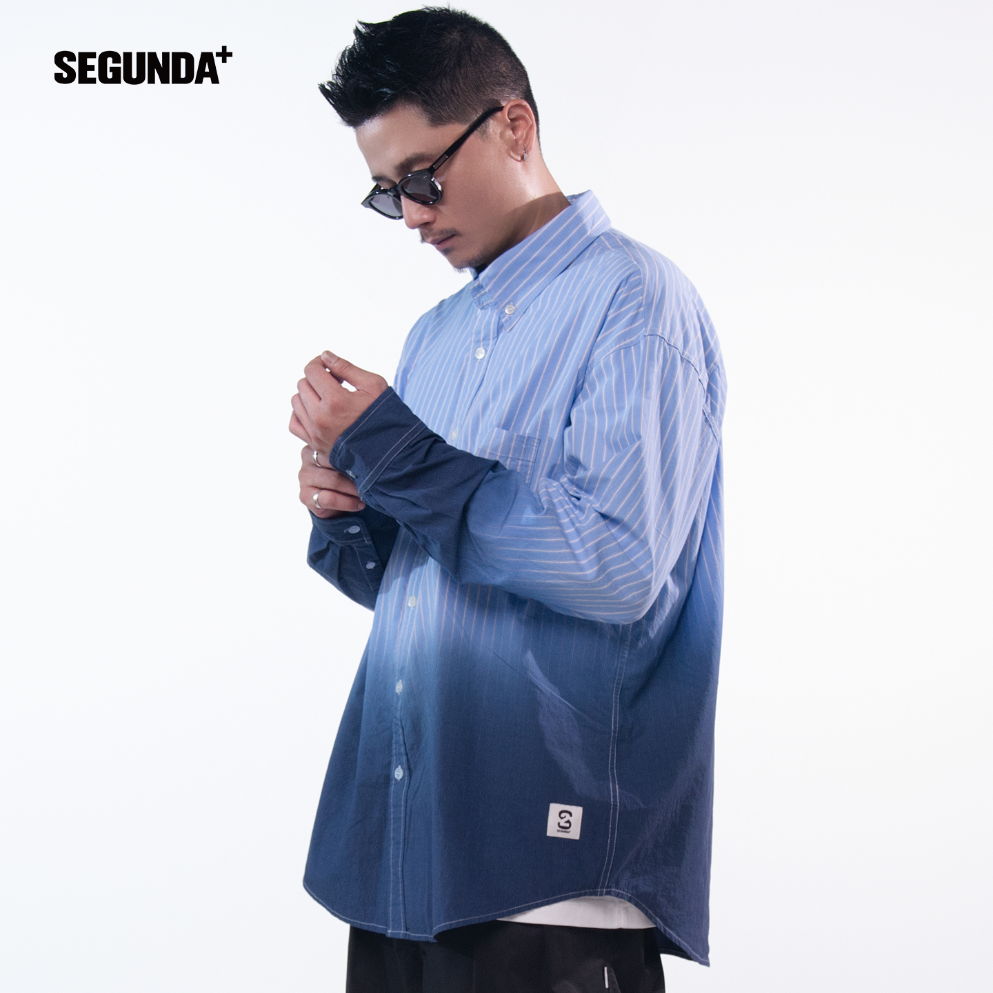 SEGUNDA+吊染渐变条纹长袖衬衫