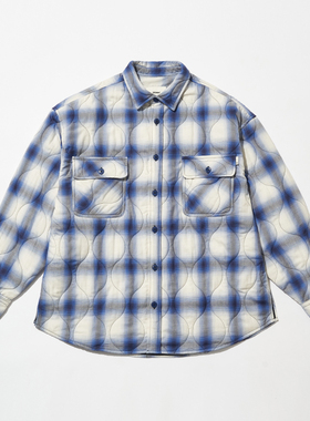 SEGUNDA+日本进口绗缝保暖棉服3M雪丽棉格纹棉衣宽松外套男秋冬