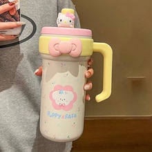保温杯女士高颜值2025新款大容量冰霸杯可爱便携带吸管不锈钢水杯