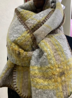 加价购！高级感撞色格子围巾女冬季新款围脖保暖锁边百搭格纹披肩