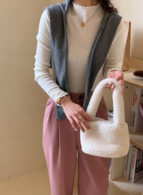 限时福利！正版48支100绵羊毛！高品极简大牌木耳领长袖修身打底