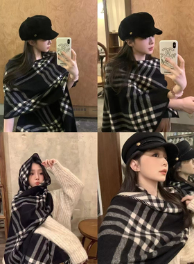 加价购！欧洲站2024秋冬新款欧货女潮时尚百搭羊绒围巾女保暖围脖