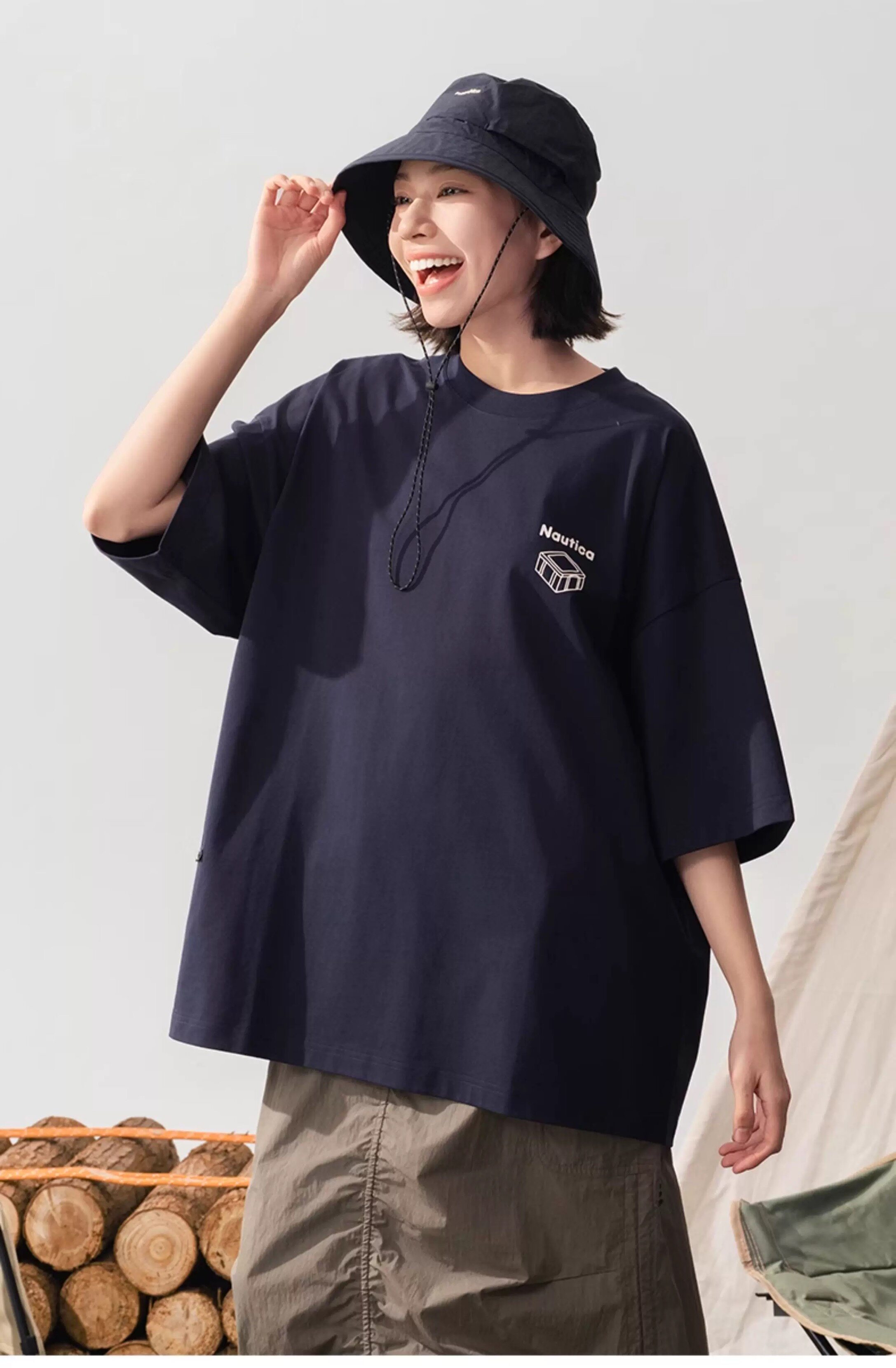 nautica白帆 Go Out杂志联合出品 中性凉感露营印花短袖T恤TW5121