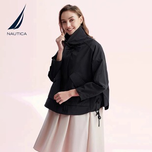 NAUTICA/诺帝卡黑帆女装春秋防轻泼水凉感立领休闲外套夹克21JB01