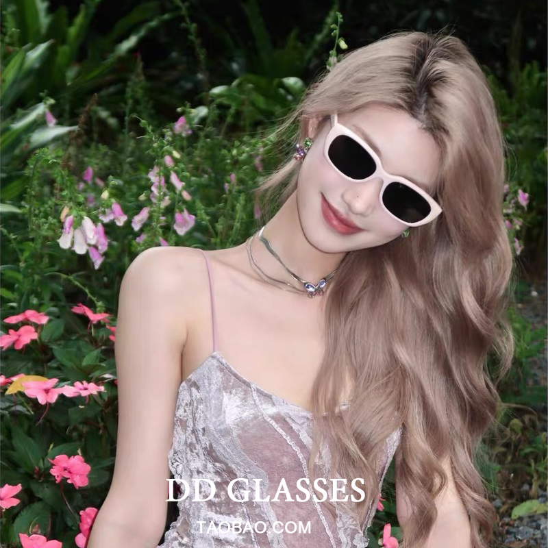 粉色辣妹潮酷猫眼墨镜女款