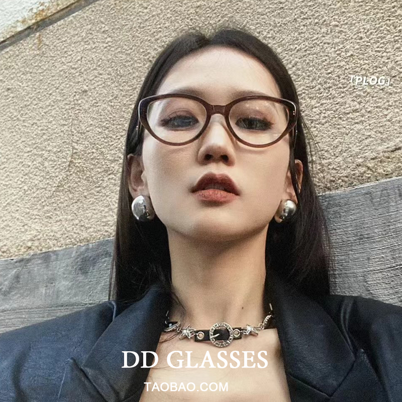 猫眼防蓝光眼镜美拉德方圆脸