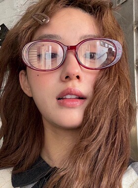 复古美式红色TR90眼镜框女近视可配有度数高级感素颜神器方圆脸男