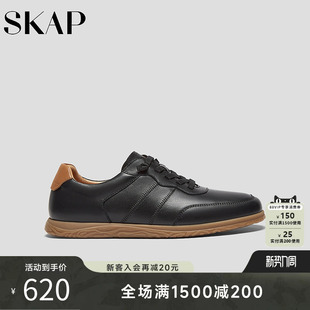 SKAP圣伽步男鞋2026春季新款简约日常平底松紧带舒适男款休闲鞋