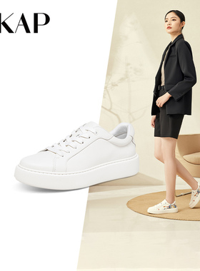 SKAP圣伽步新款舒适厚底系带板鞋小白鞋女休闲鞋AAQ07CM3