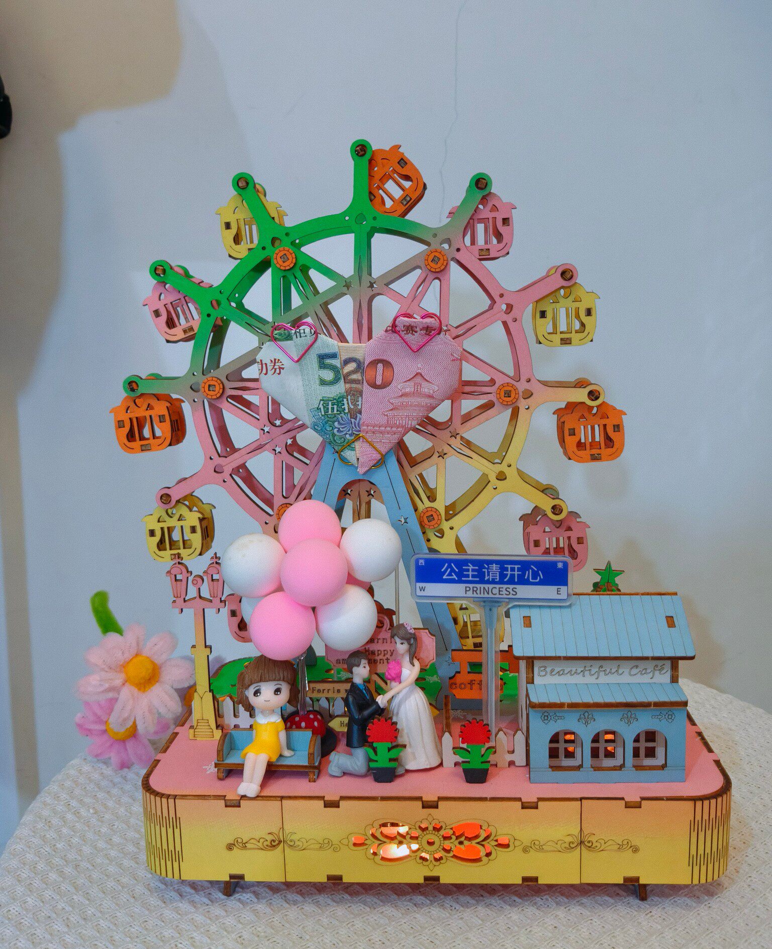 新款八音盒拼图送男生女神毕业生日礼物有钱花摩天轮diy手工拼装