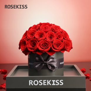 ROSEKISS永生花玫瑰抱抱桶花束情人节送女生朋友生日礼物客厅摆件