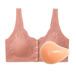 乳腺术后专用文胸前扣背心硅胶增生切除无痕义乳胸罩二合一假乳房