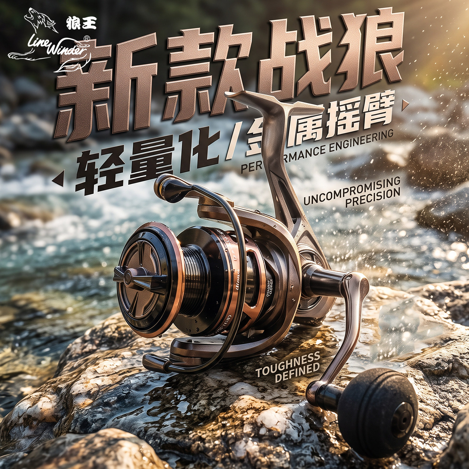 狼王纺车轮战狼海竿轮路亚轮全金属斜口线杯渔轮海杆远投轮鱼线轮