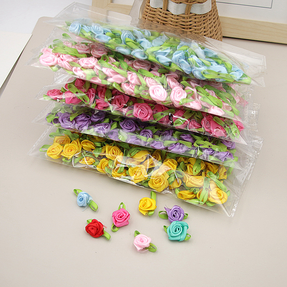 玫瑰花朵装饰配件小花布艺仿真花蝴蝶结儿童手工发饰diy配件材料