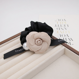 橡皮筋山茶花发圈小香风法式西装面料百搭扎头绳丸子头绳发饰品