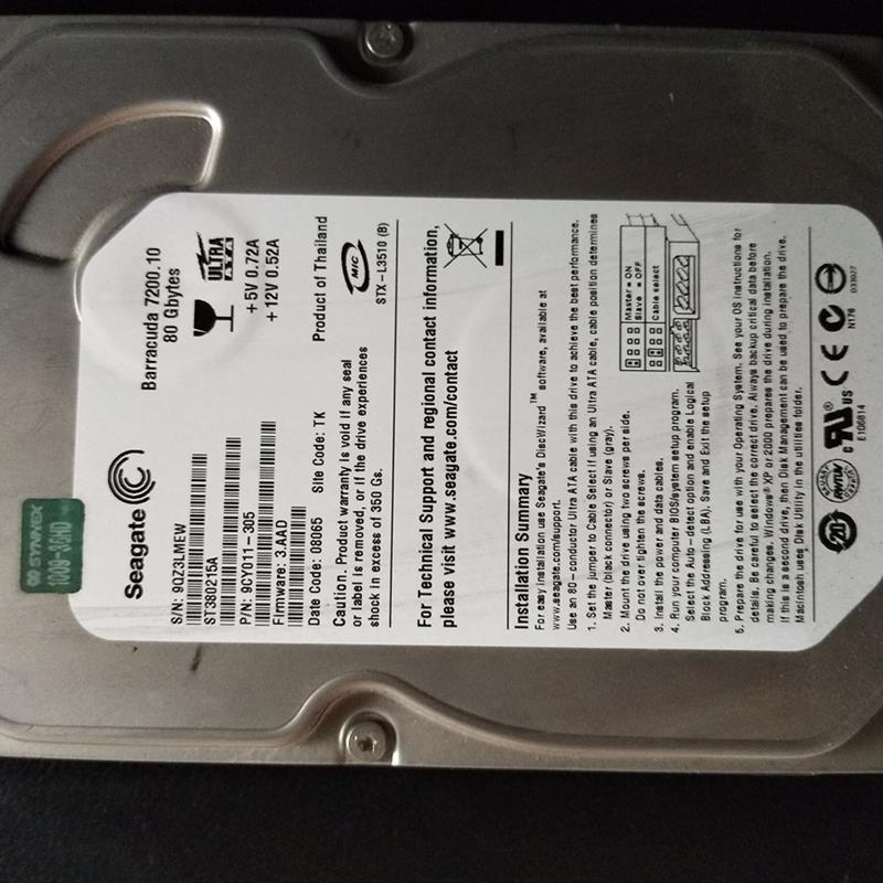原装希捷80G薄盘 ST380215A 工控机IDE硬盘 工业硬盘ST3160215A