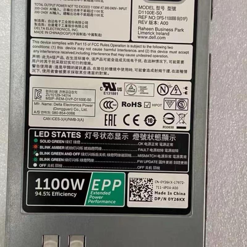 DELL R730 R630 R730XD 1100W服务器电源 D1100E-S0 Y3H8J W12Y2