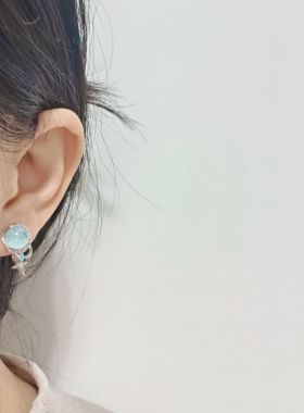法式海蓝宝清新甜美度假小众耳钉
