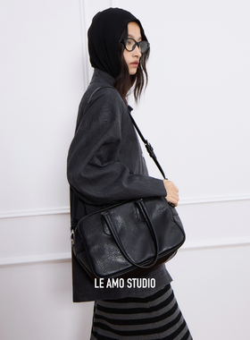 LE AMO｜原创 'Rail bag' 复古肌理多重拉链手提单肩斜挎波士顿包