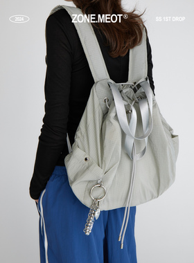 LeAMO｜原创Joey尼龙小格纹抽绳设计轻便防水登山电脑健身双肩包