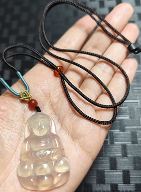 正品高冰透玉髓观音吊坠男女款玛瑙双面精工雕刻观音挂件送礼促销