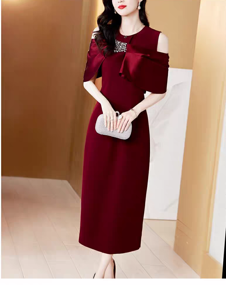 俏佳人高定轻奢气质喜婆婆喜妈妈婚宴礼服裙平时可穿主持聚会款