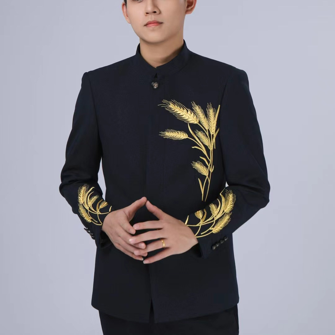 男士春晚高端西服新中式中山装主持西服唱歌民族声乐年会舞台服装