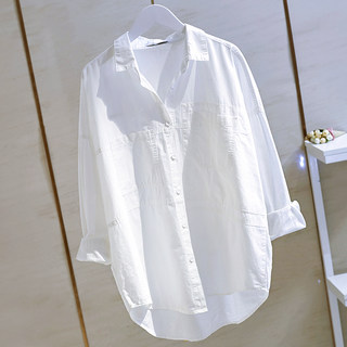衬衫女2024春新款宽松设计感白色衬衣女休闲长袖小众独特别致上衣