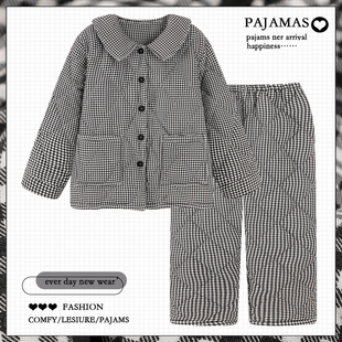 加厚保暖珊瑚绒家居服套装 冬季 冬天 格子三层夹棉睡衣女款 2025新款