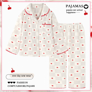 2025新款 加厚保暖甜美风法兰绒家居服冬天 格子珊瑚绒睡衣女秋冬季